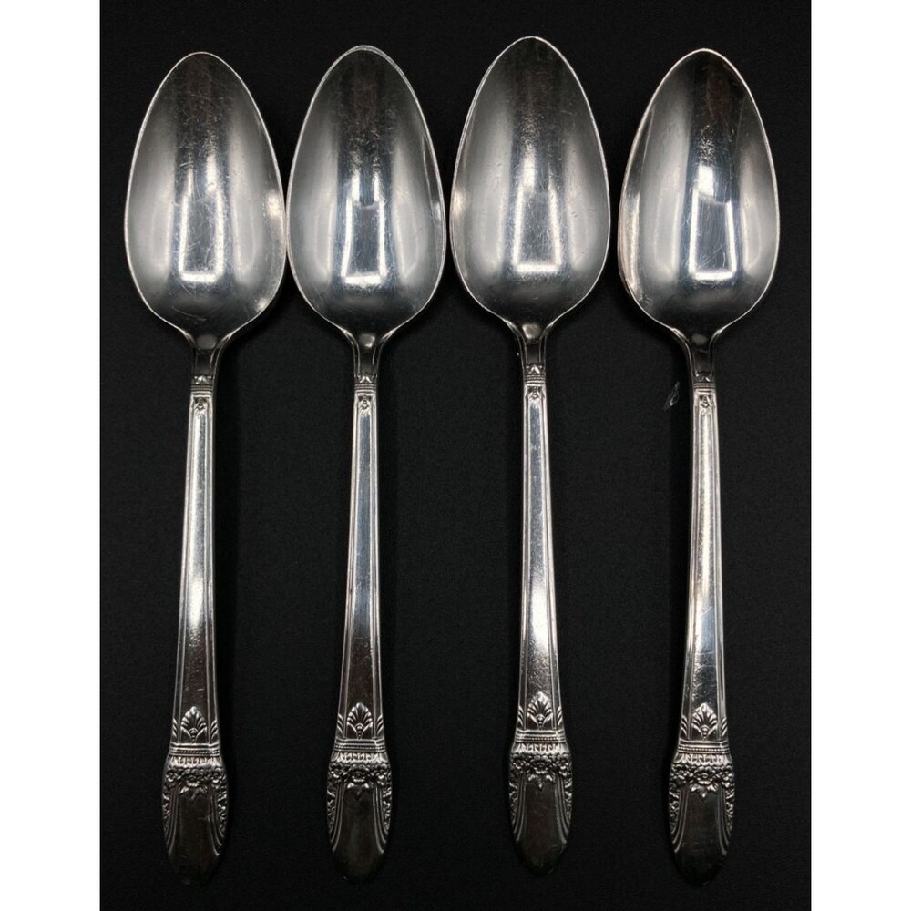 4-Pc Set 1847 Rogers Bros FIRST LOVE Spoons 6-1/2" Silverplate ~ Very Good